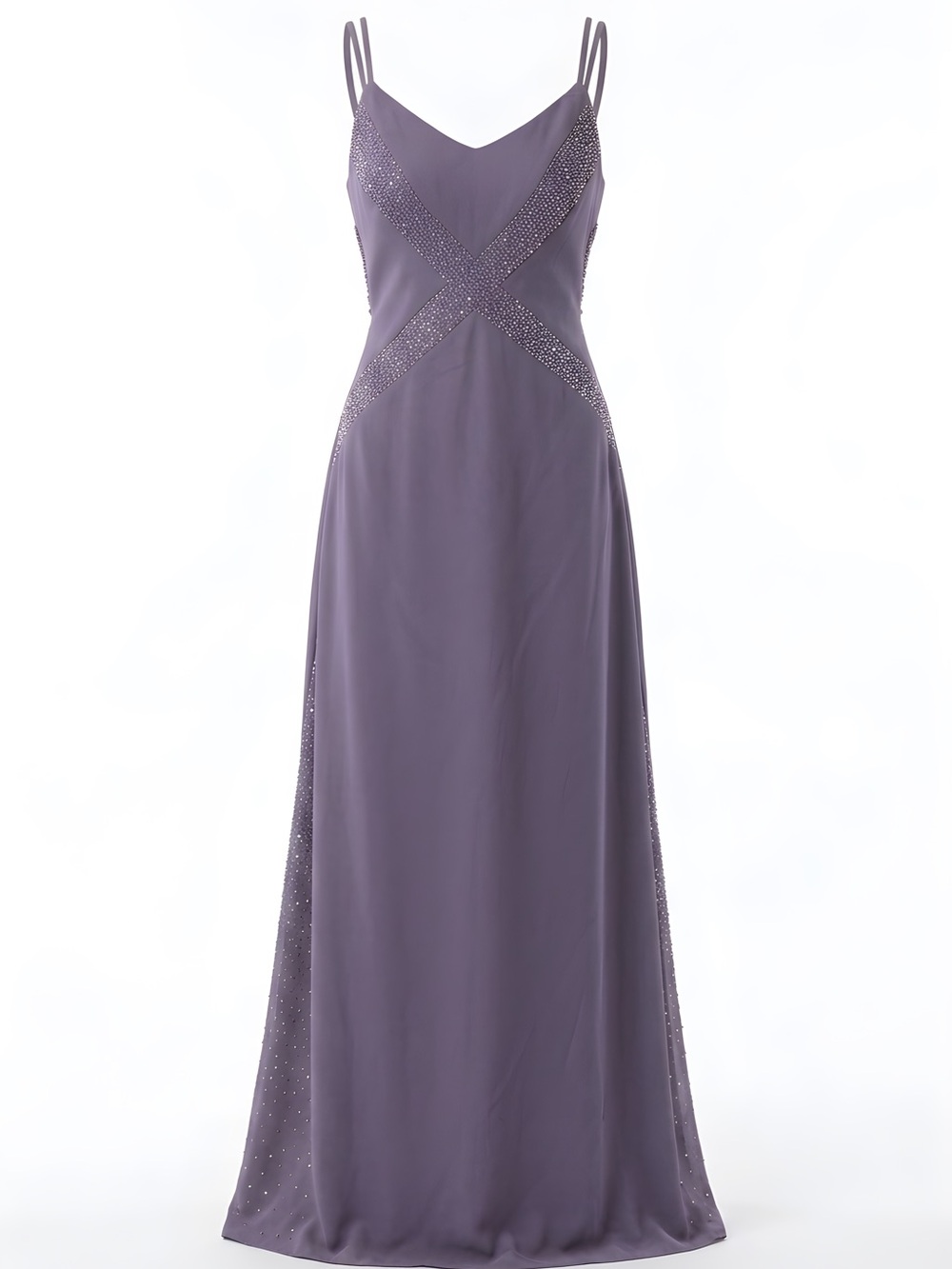Alfred Angelo Purple Beaded Spaghetti Strap Prom Gown